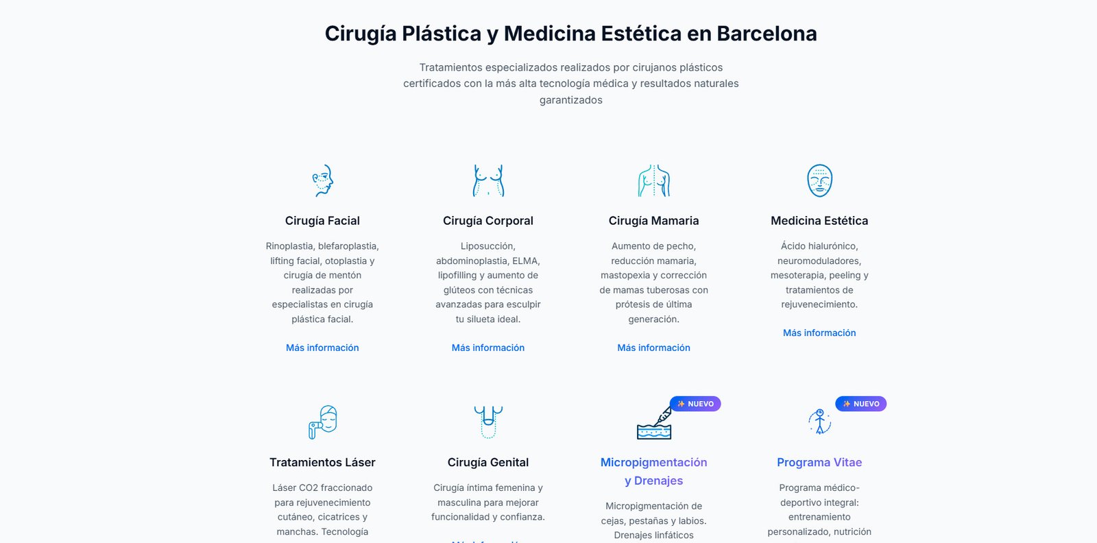 Online booking website for a medical aesthetic clinic