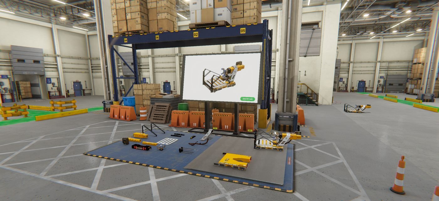 Formación en realidad virtual dentro de un almacén industrial