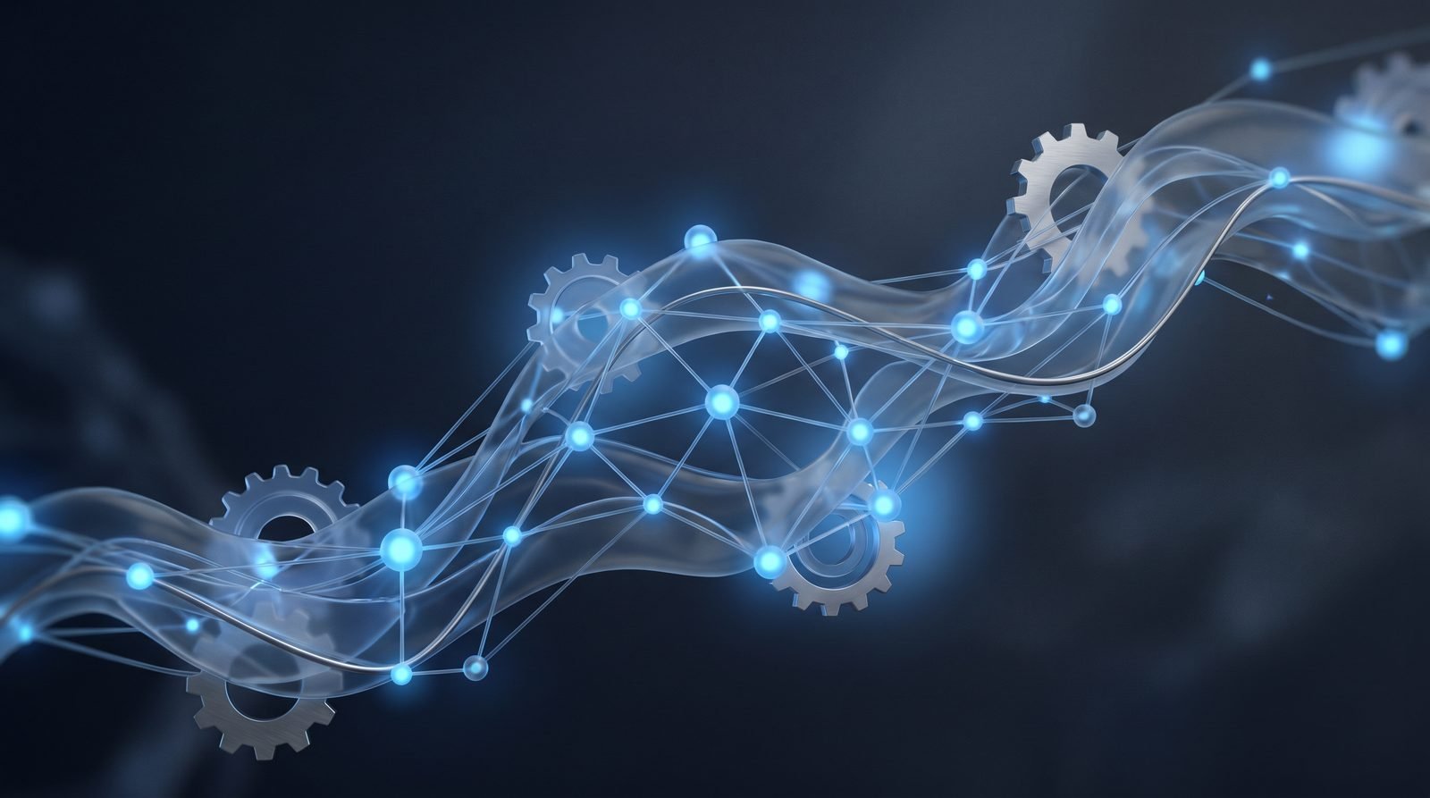 Visualización de automatización e inteligencia artificial conectando procesos