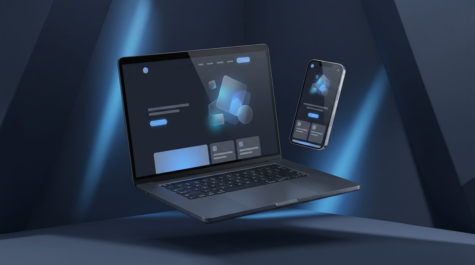 Web profesional y responsive mostrada en un portátil y un móvil